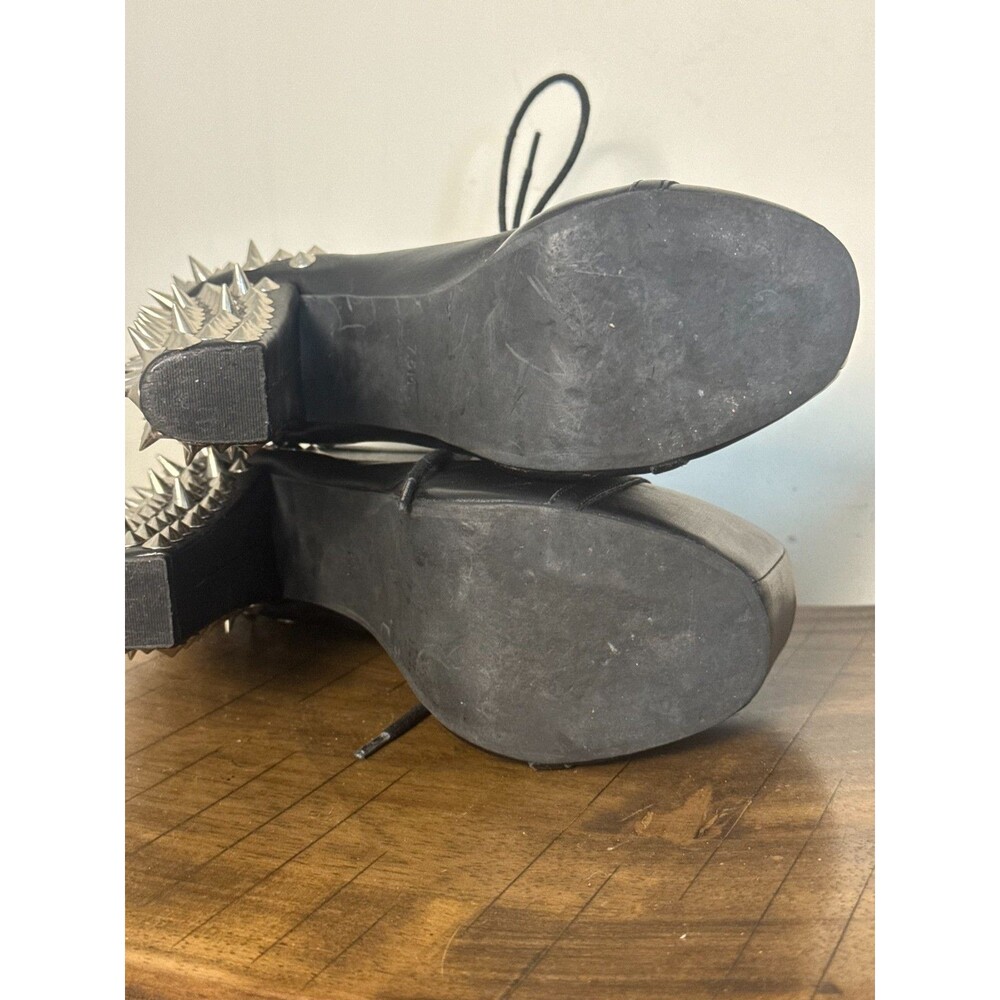 Rare Jeffrey Campbell Havana Last SPIKE Black Leather Spiked Platform Boots 7.5 - Picture 15 of 15